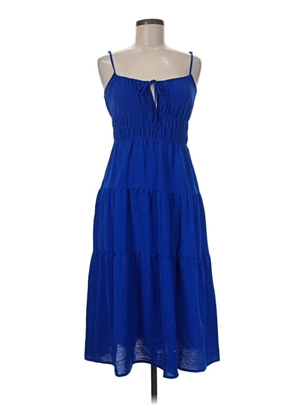 Monteau Smocked Tiered Cami Midi Dress | Royal Blue | Sz S (NWT)